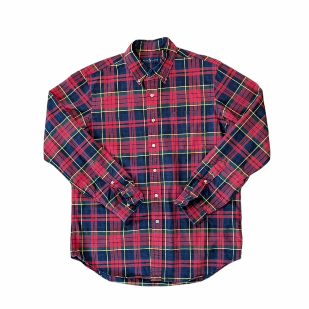 Ralph Lauren flannel shirt, red tartan Scotch plaid Large
